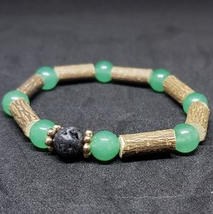 Aventurine and hazelwood aromatherapy bracelet